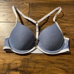 New aerie Perky Push Up demi bra blue 32B